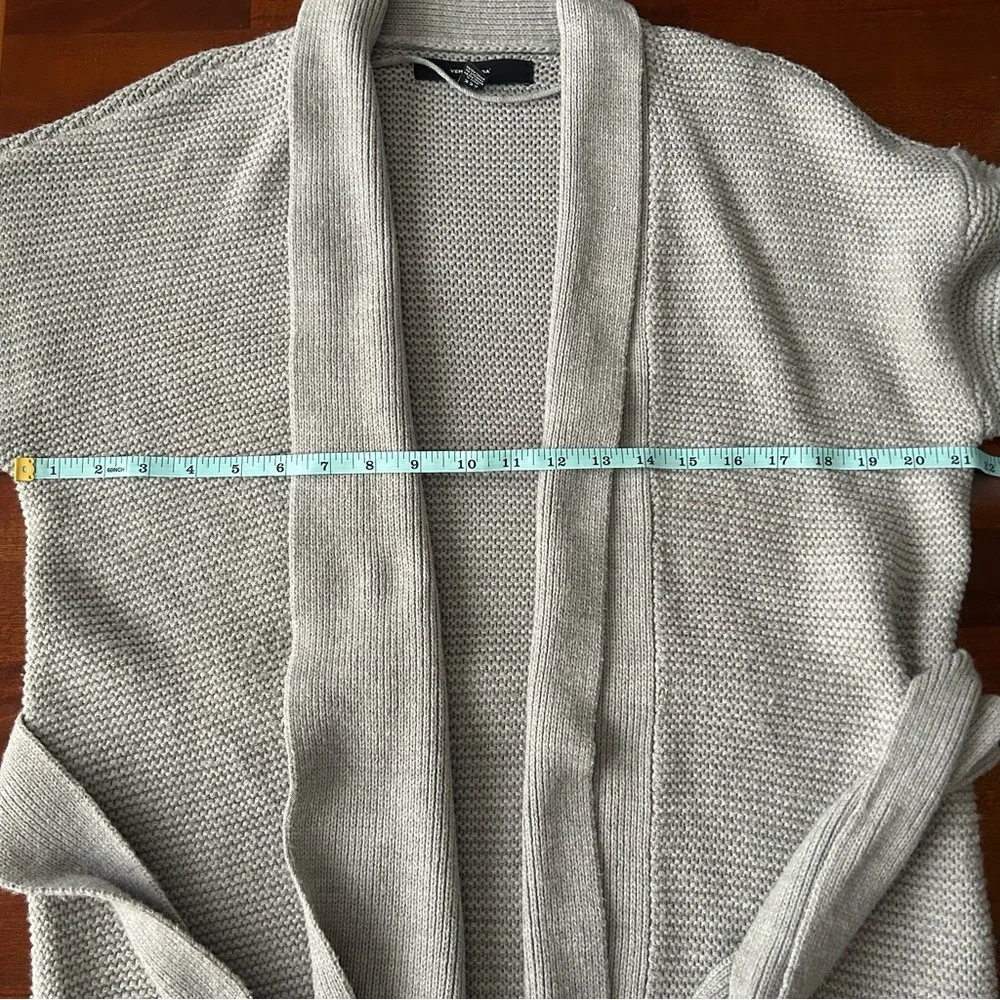 Vero Moda Light Gray VMNONAME Long Knit Tie Waist Shawl Neck‎ Cardigan Sweater